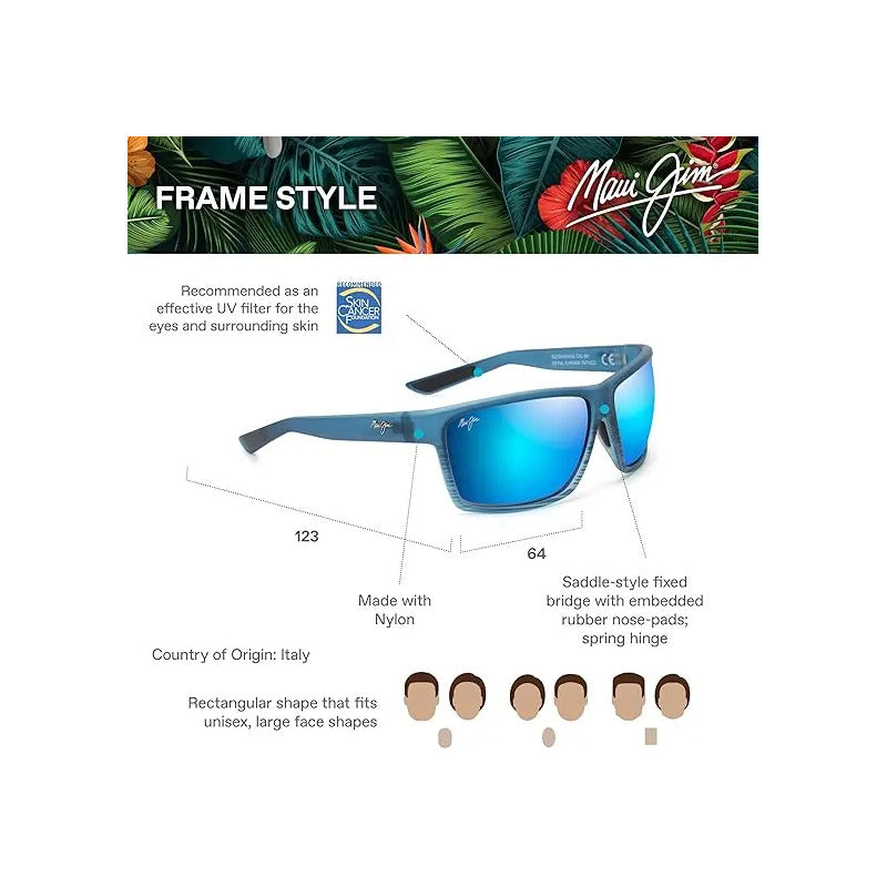 Maui Jim Para Pescar Lentes De Cristal Alenuihaha B839-03s Rectangular