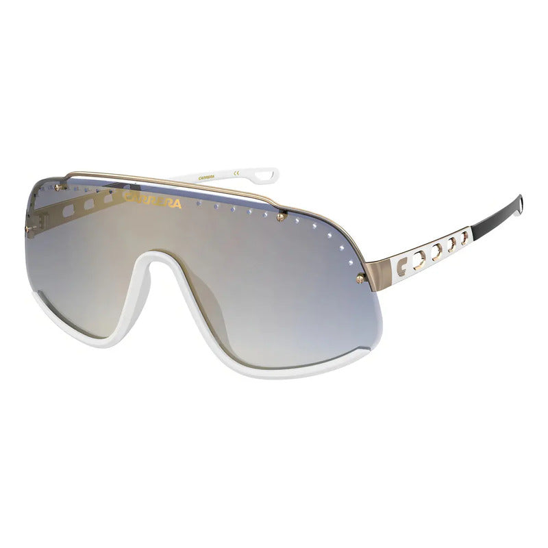 Lentes De Sol Carrera Mascara, Con Lente Azul Claro Y Armazón Blanco