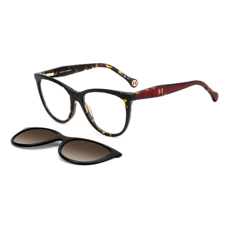 Gafas Polarizadas Tipo Havana De Carolina Herrera, Con Clip, Talla 54