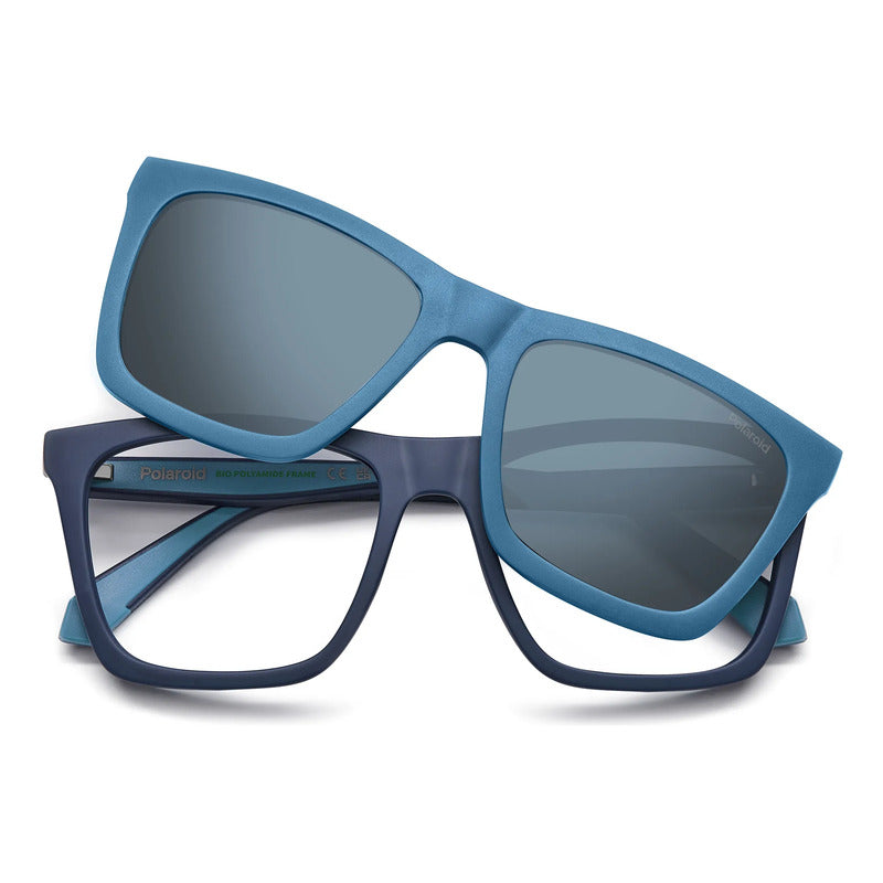 Armazón Oftálmico Con Clip Solar Polarizado Polaroid D591fll Azul