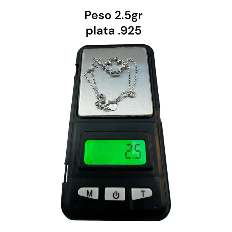 Pulsera De Plata 925 Dama Incrustaciones De Zirconia Modelo1 Plateado 5 Cm 18 Cm