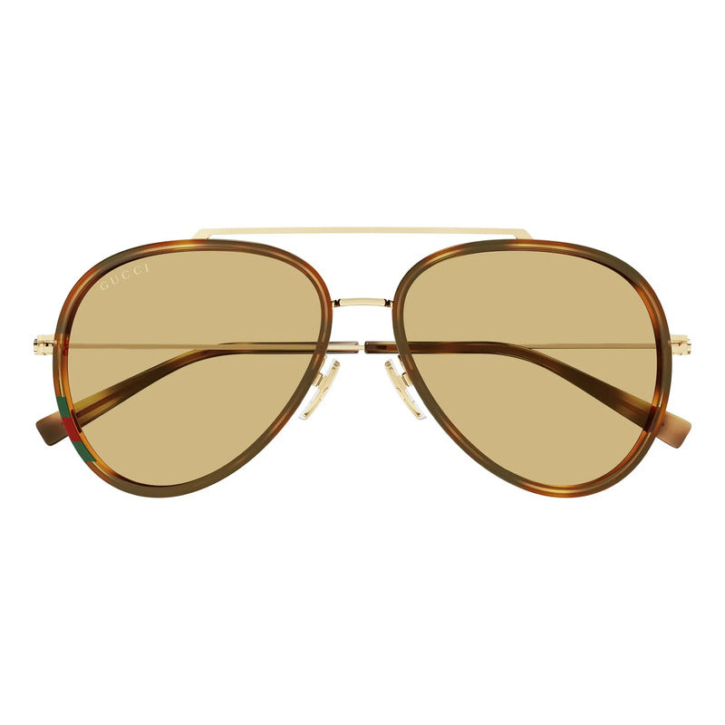 Gafas Sol Gucci Lentes Amarillas Aviador Exclusivos Gg1981s Único Dorado Naranja Claro Marrón Claro