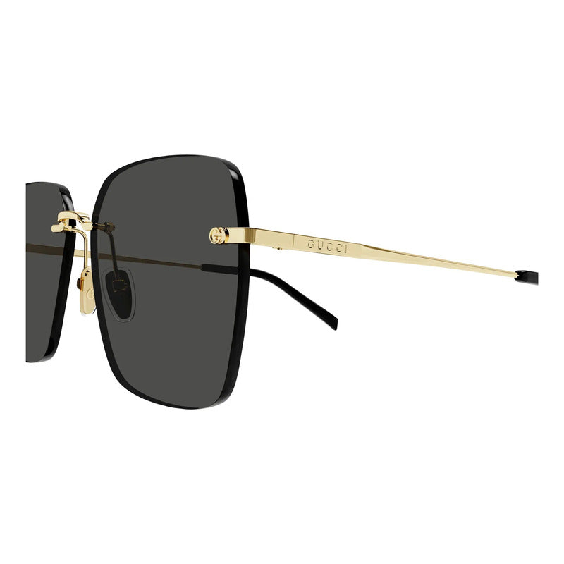 Gafas Sol Gucci Mujer Exclusivo Diseño Al Aire Metal Gg1955s Único Dorado Negro