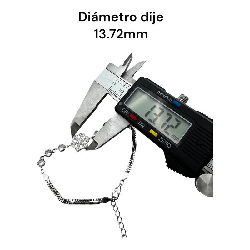 Pulsera/tobillera Plata 925 Incrustaciones Zirconia Modelo2 Plateado 5 Cm 20 Cm