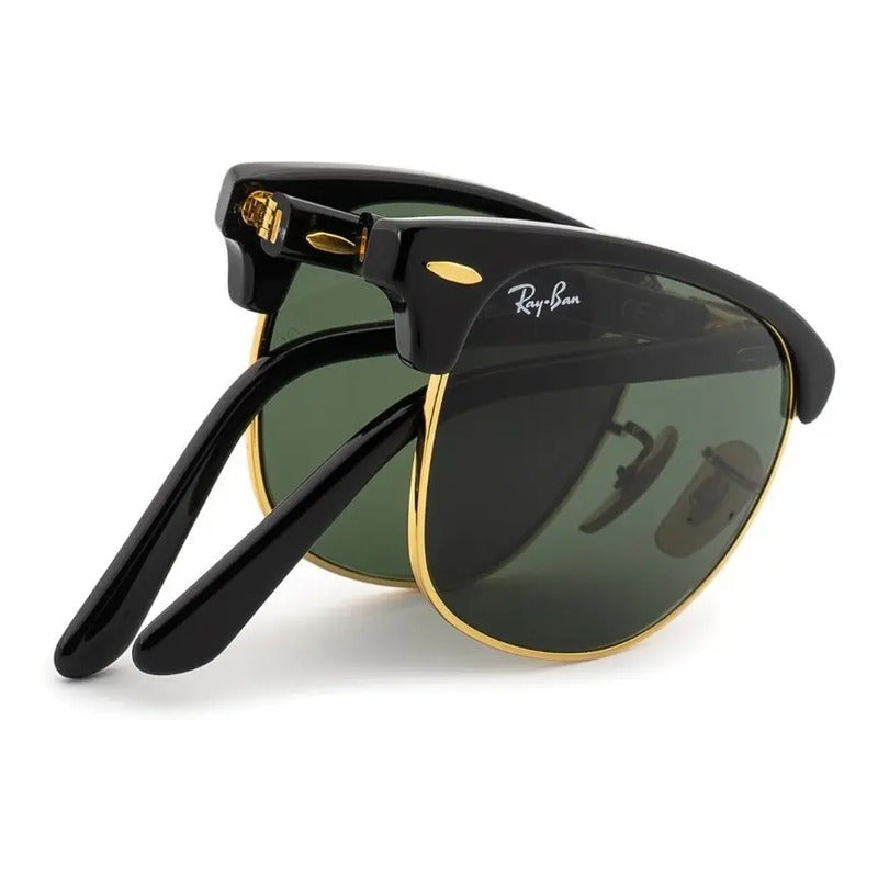 Lentes De Sol Ray Ban Folding Doblables Nuevos Rb2176, 901 Único Verde Oscuro Negro Con Dorado