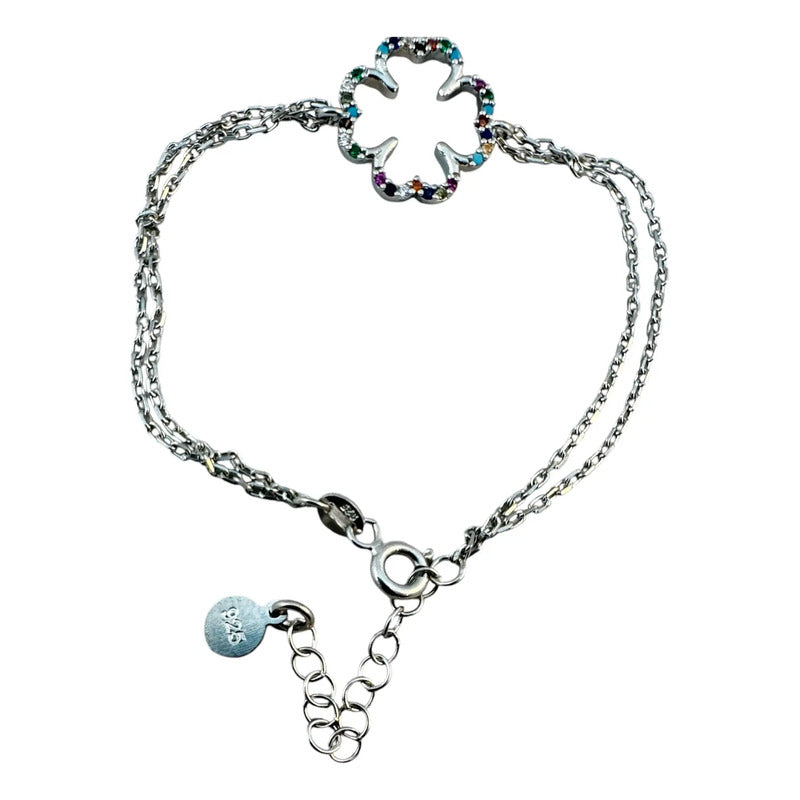 Pulsera De Plata 925 Dama Incrustaciones De Zirconia Modelo1 Plateado 5 Cm 18 Cm