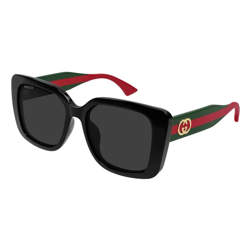 Gafas Sol Gucci Mujer Exclusivo Diseño Oversize Negro Gg2118 Único Negro Verde/con Rojo