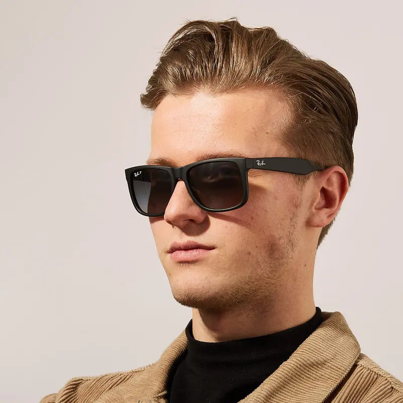 Lentes Justin Ray Ban Polarizados Originales Rb4165, 622/t3 Único Grey Matte Black