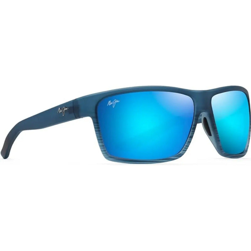 Gafas De Sol Polarizadas Alenuihaha De Maui Jim Para Hombres Y Mujeres - Color Rayas Negras Azules/polarizado Blue Hawaii Rectangular