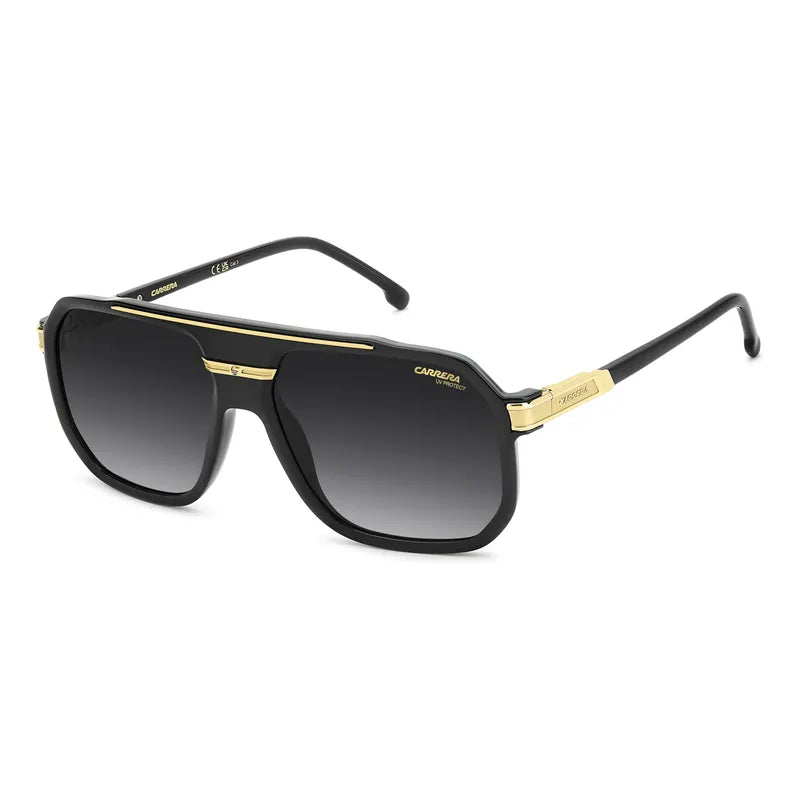 Lentes Carrera Solar Diseño Moderno Con Logo C Frontal 1077s Único Negro Dorado