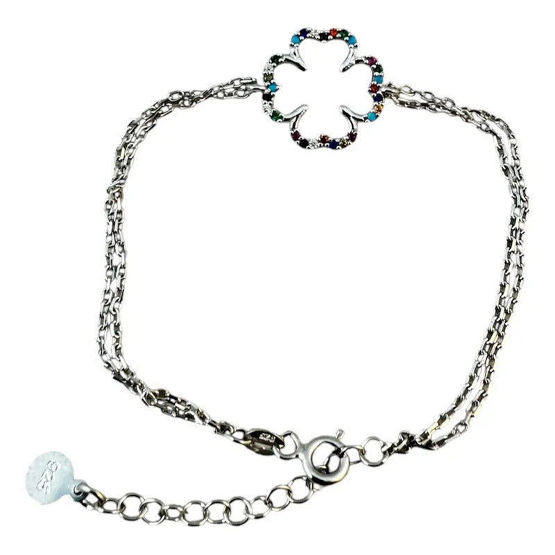 Pulsera De Plata 925 Dama Incrustaciones De Zirconia Modelo1 Plateado 5 Cm 18 Cm