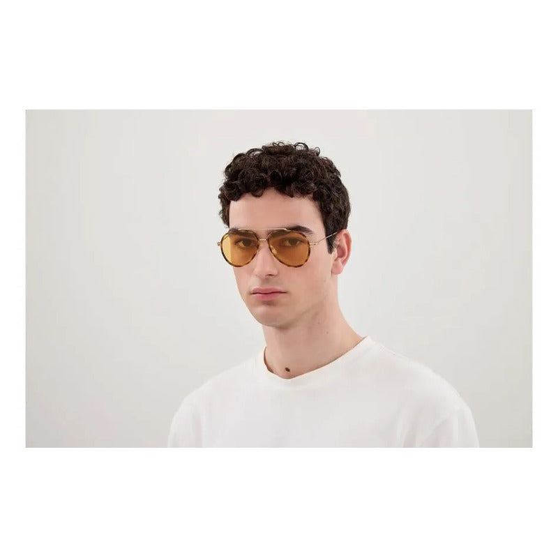 Gafas Sol Gucci Lentes Amarillas Aviador Exclusivos Gg1981s Único Dorado Naranja Claro Marrón Claro