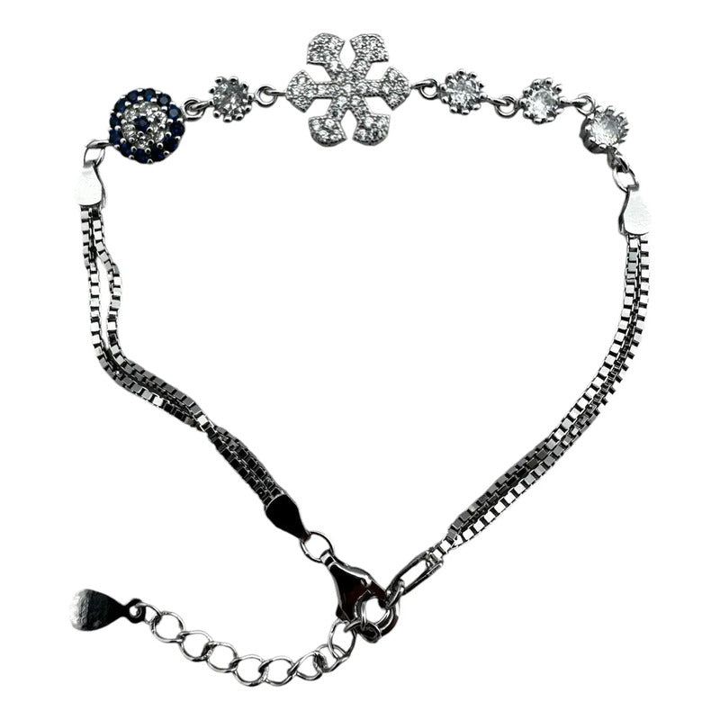 Pulsera/tobillera Plata 925 Incrustaciones Zirconia Modelo2 Plateado 5 Cm 20 Cm