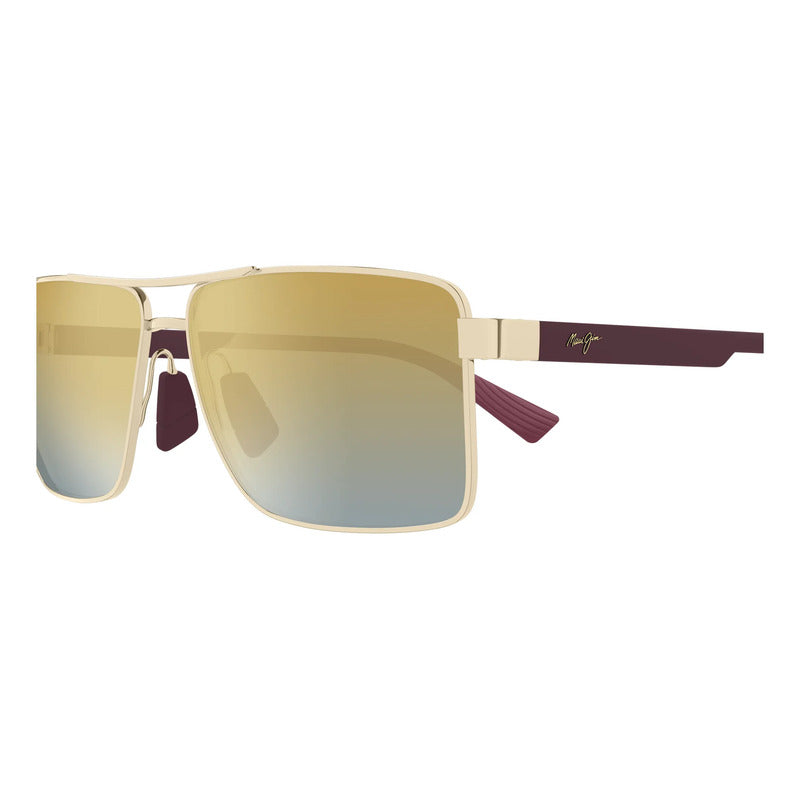 Lentes De Sol Maui Jim Italianas De Lujo Cristal Dgs621-16 Único Dorado Dorado Oscuro Marrón Oscuro