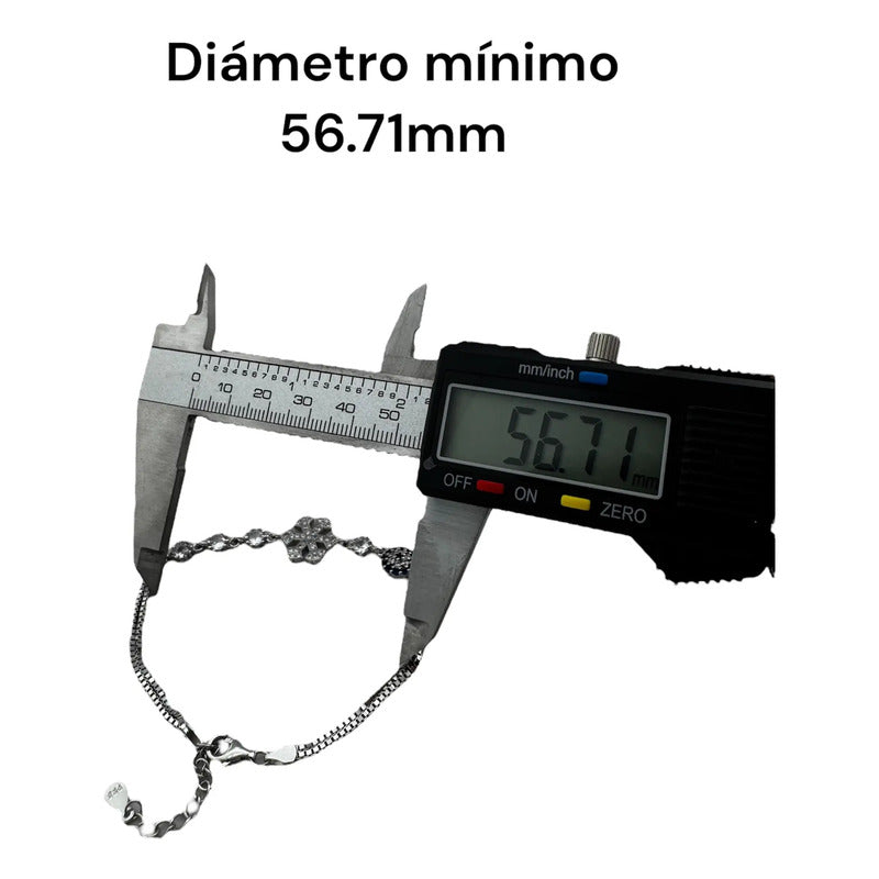 Pulsera/tobillera Plata 925 Incrustaciones Zirconia Modelo2 Plateado 5 Cm 20 Cm