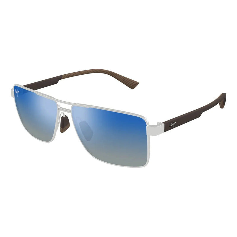 Gafas Maui Jim Lujo Italiano Lentes De Cristal Dbs621-17 Único Plateado Azul Acero Negro