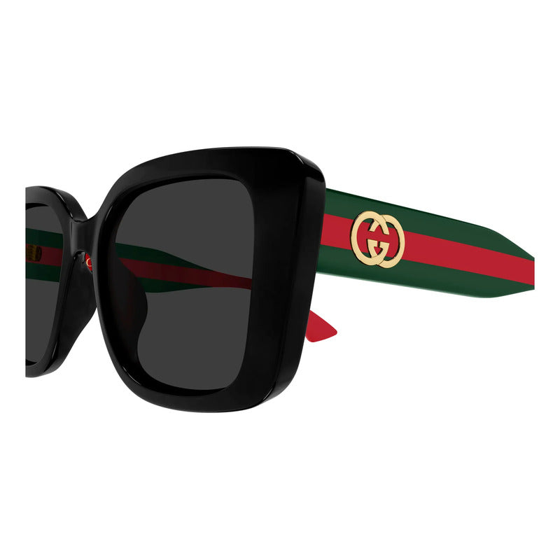 Gafas Sol Gucci Mujer Exclusivo Diseño Oversize Negro Gg2118 Único Negro Verde/con Rojo
