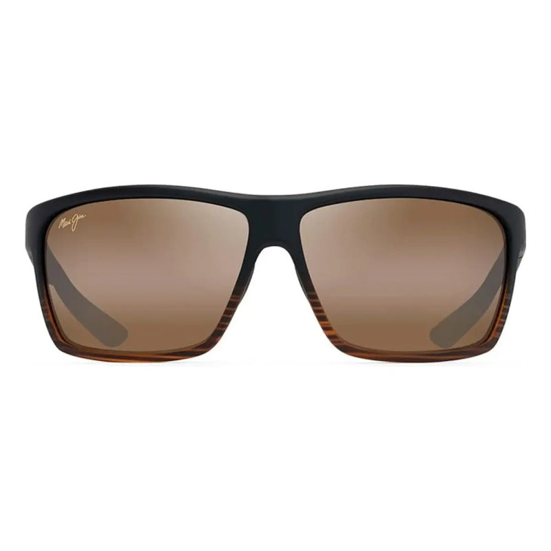 Gafas De Sol Polarizadas Alenuihaha De Maui Jim Para Hombres Y Mujeres - Color: Rayas Marrones Oscuras/bronce Hcl Cuadrado