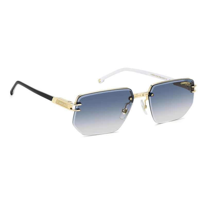 Lentes Carrera Estilo Técnico Bisagras Flexibles Cómodo 1070 Único Dorado Azul Acero