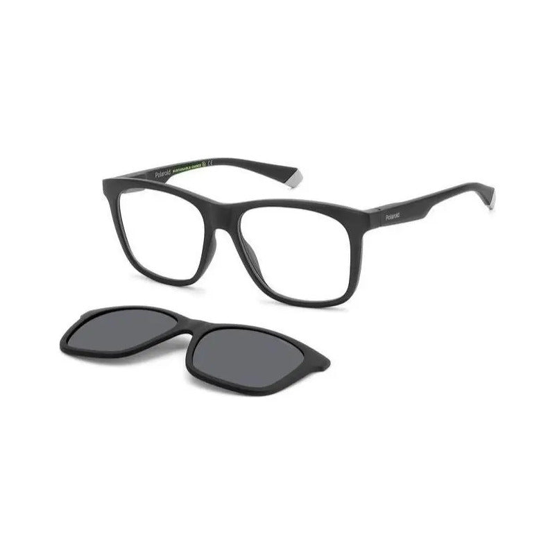 Armazón Polaroid Pld2148/cs Con Clip On Polarizado, Rectangular En Negro Mate 54 O6w Negro Mate Gris