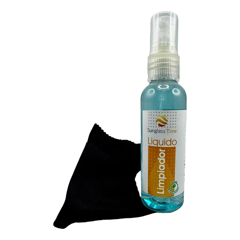Liquido Limpiador De Lentes Solares O Graduados + Microfibra Azul