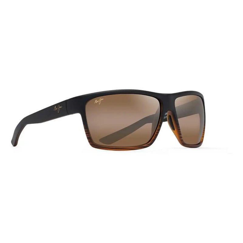 Gafas De Sol Polarizadas Alenuihaha De Maui Jim Para Hombres Y Mujeres - Color: Rayas Marrones Oscuras/bronce Hcl Cuadrado