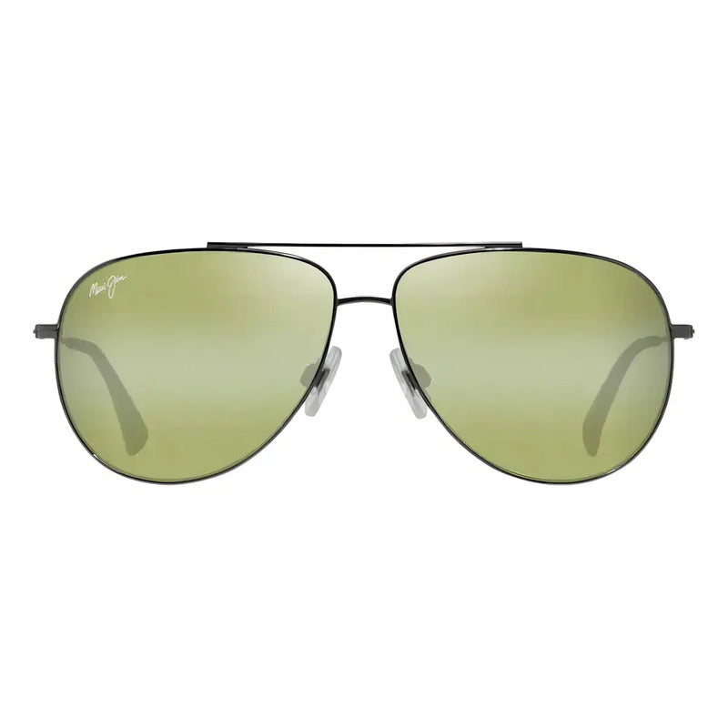 Lentes De Sol Maui Jim Polarizados, Ht674-17a, Armazón Aviador Rutenio Oscuro Negro Verde Rutenio Oscuro Brillante