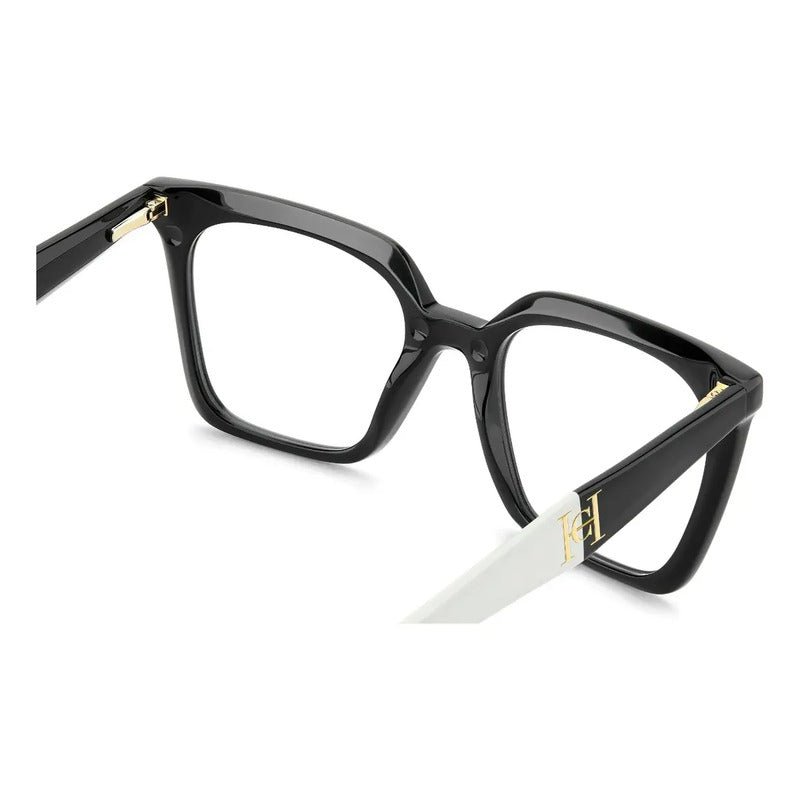 Marco Negro Con Clip Carolina Herrera Her0376/c 80s-52 52 Negro