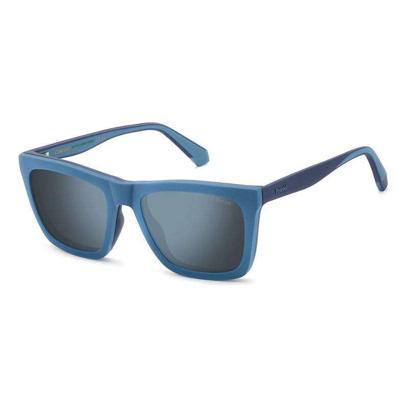 Armazón Oftálmico Con Clip Solar Polarizado Polaroid D591fll Azul