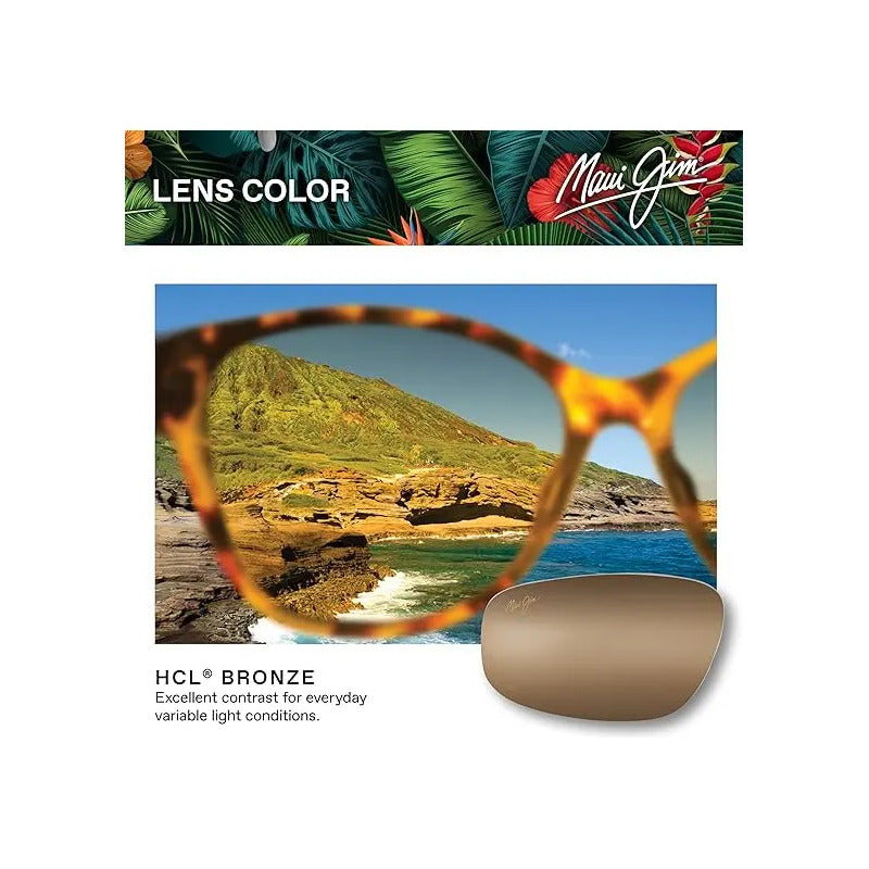 Gafas De Sol Polarizadas Alenuihaha De Maui Jim Para Hombres Y Mujeres - Color: Rayas Marrones Oscuras/bronce Hcl Cuadrado