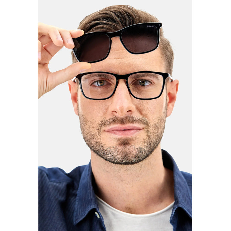 Armazón Hombre Con Clip Polarizado Polaroid Pld6139 807m9 Negro