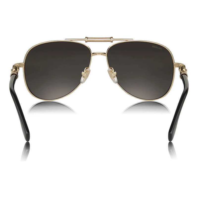 Lentes Solares Versace Ve2236 1002z3 Oro Polarizado Lente Gris Espejada Varilla Dorada / Negra Armazón Dorado Diseño Solar