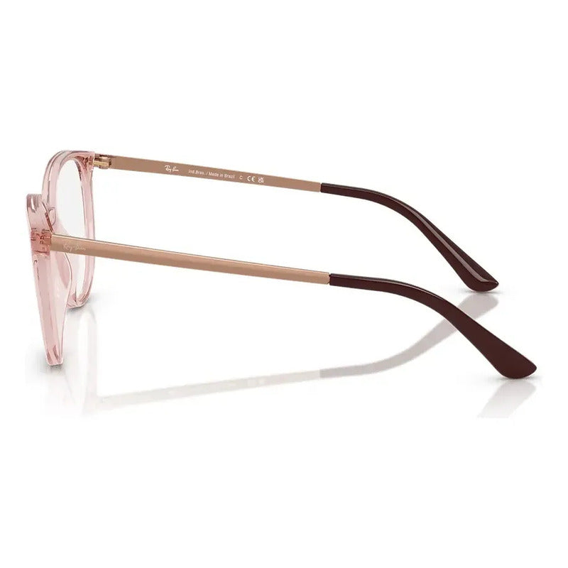 Montura Femenina Ray Ban Grade Rb7246l 5935 53, Original Rosa Translúcido, Brillante Rosa Translúcido- Brillo