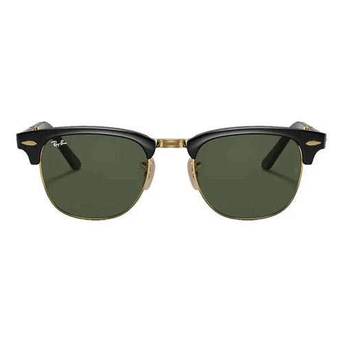 Anteojos De Sol Ray-ban Clubmaster Folding Talle Standard Armazón Negro Brillante Y Lente Green