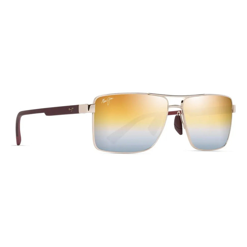 Lentes De Sol Maui Jim Italianas De Lujo Cristal Dgs621-16 Único Dorado Dorado Oscuro Marrón Oscuro