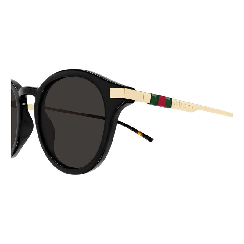 Lentes De Sol Gucci Redondos Lujo Unisex Originales Gg1890s Único Negro Dorado