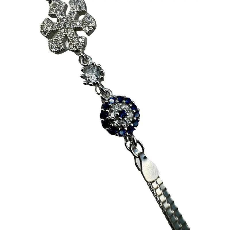 Pulsera/tobillera Plata 925 Incrustaciones Zirconia Modelo2 Plateado 5 Cm 20 Cm