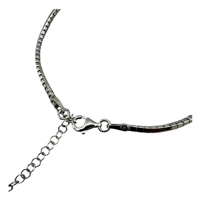 Tobillera Plata 925 Delgada Elegante Incrustaciones Zirconia Plateado 5.8 Cm 25 Cm