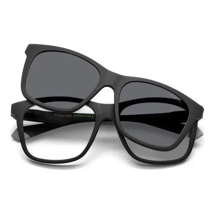 Armazón Polaroid Pld2148/cs Con Clip On Polarizado, Rectangular En Negro Mate 54 O6w Negro Mate Gris