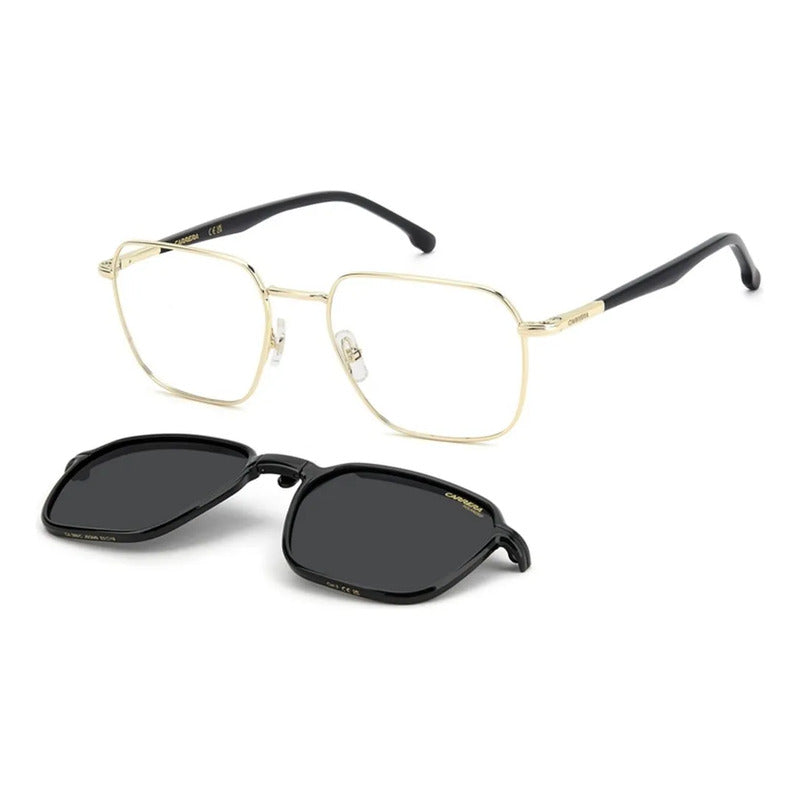 Montura Carrera Cuadrada Con Clip Plegable Polarizado Ca 388 Dorado
