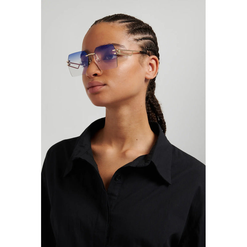 Gafas Carrera Dama Blue Block Montura Al Aire Nuevo Mod 3102 Único Dorado Azul Claro