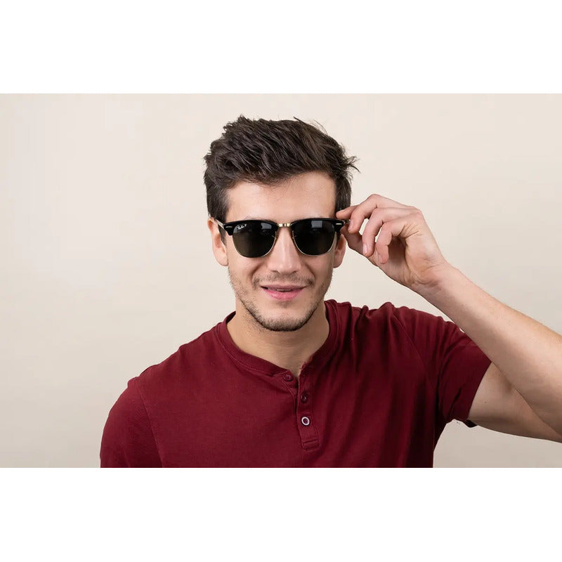 Lentes Clubmaster Ray Ban Polarizados Cristal Rb3016, 901/58 Único Green Polished Black