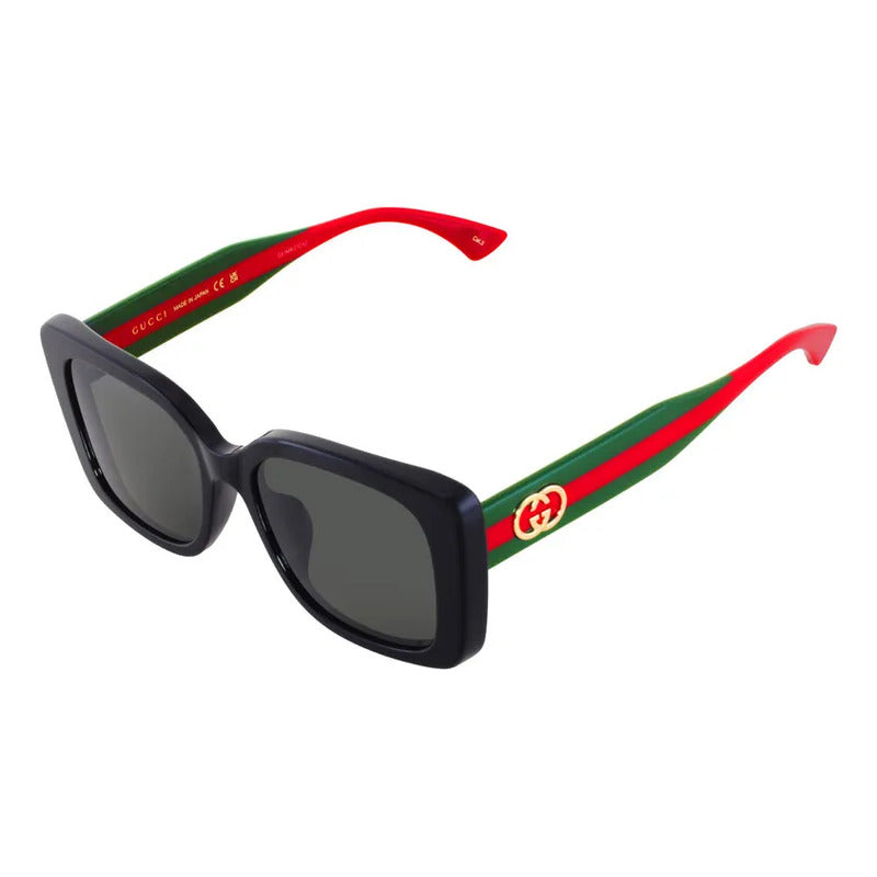 Gafas Sol Gucci Mujer Exclusivo Diseño Oversize Negro Gg2118 Único Negro Verde/con Rojo