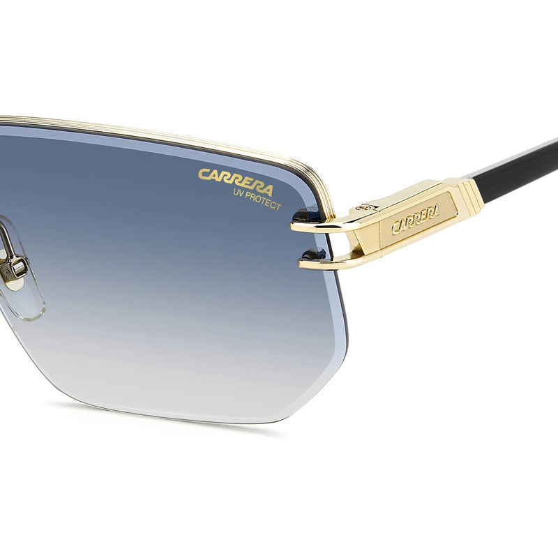 Lentes Carrera Estilo Técnico Bisagras Flexibles Cómodo 1070 Único Dorado Azul Acero