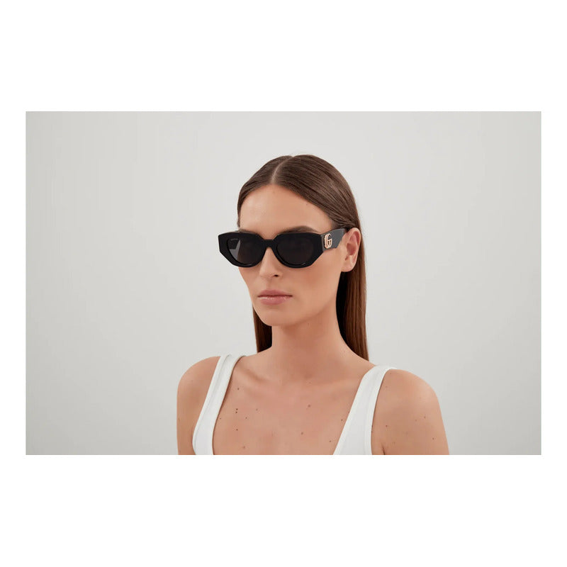 Lentes De Sol Gucci Italiano Negro Lujo Exclusivo Gg1421 001 Único Negro