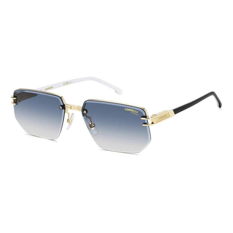 Lentes Carrera Estilo Técnico Bisagras Flexibles Cómodo 1070 Único Dorado Azul Acero