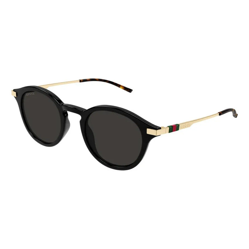 Lentes De Sol Gucci Redondos Lujo Unisex Originales Gg1890s Único Negro Dorado