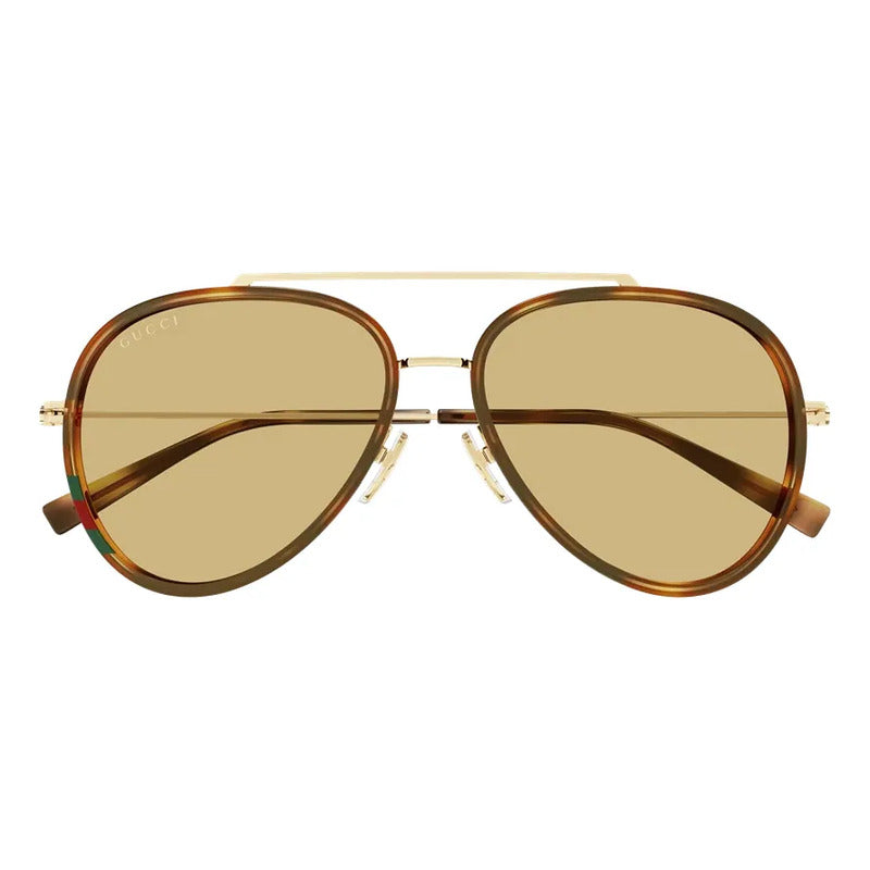 Gafas Sol Gucci Lentes Amarillas Aviador Exclusivos Gg1981s Único Dorado Naranja Claro Marrón Claro