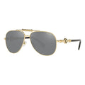 Lentes De Sol Versace Polarizados Originales Ve2236, 1002/z3 Único Plateado Dorado Negro