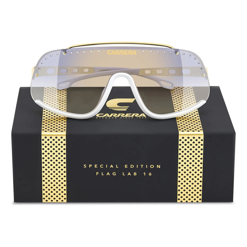 Lentes Carrera Edición Especial Espejeados Flaglab 16, Ky21v Único Azul Dorado